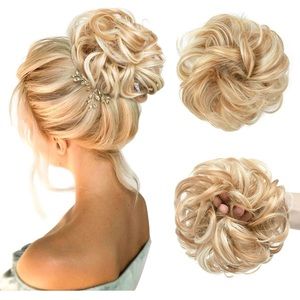 NIB CJL HAIR Large Messy Bun Hair Piece Wavy Curly Scrunchies (Dirty Blonde)